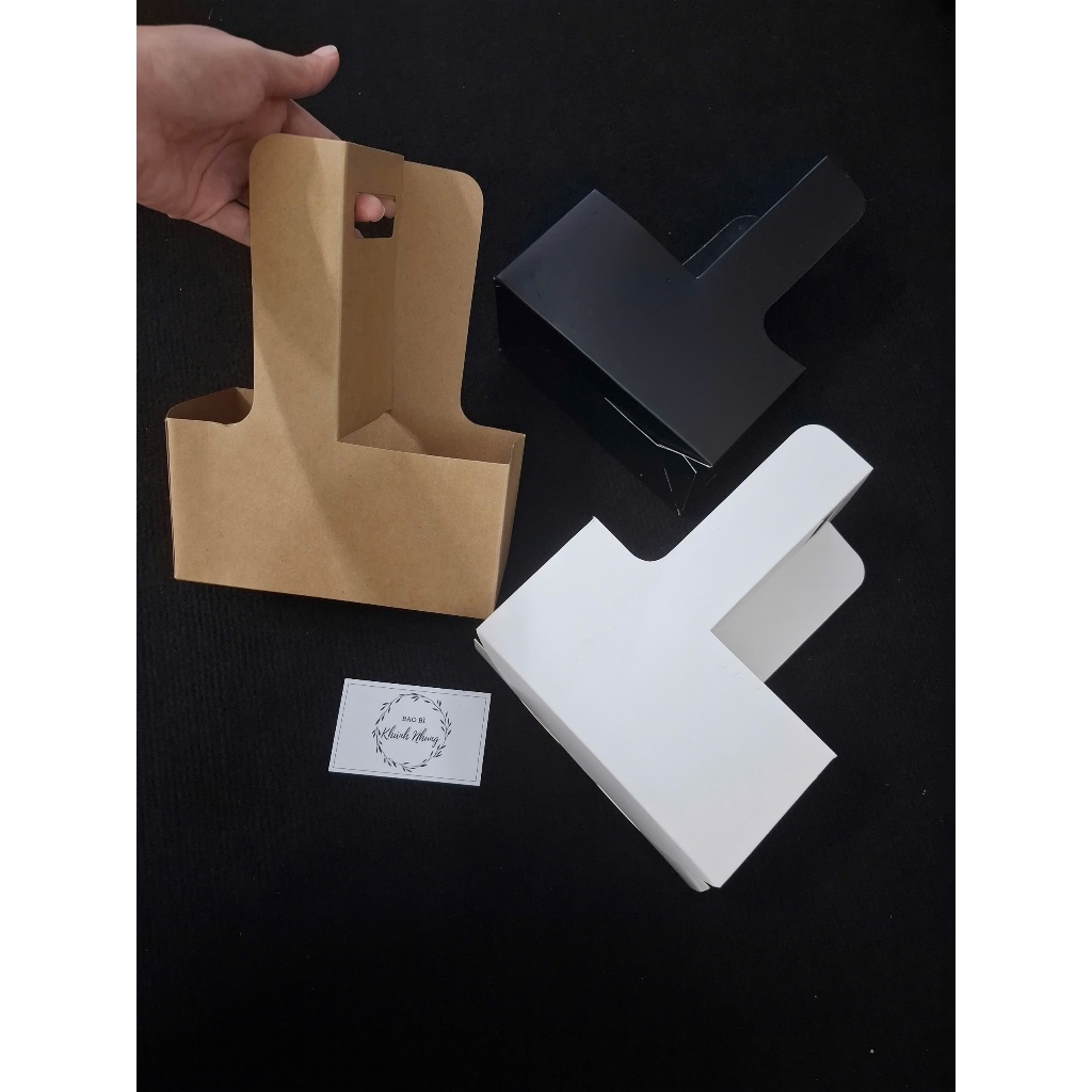10 TÚI GIẤY KRAFT 2 NGĂN ĐỰNG LY NƯỚC VÀ HOA- BÁNH