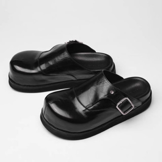 Dép sandal da thật Leather Clogs Mules, đế trấu quai sục thoải mái unisex nam nữ.