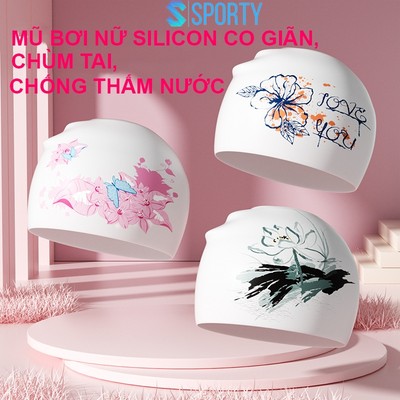 Mũ bơi silicon nữ SPORTY CA65 đàn hồi cao, co giãn tốt, chống thấm nước, dễ dàng sử dụng