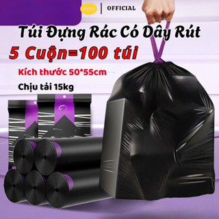 Túi Đựng Rác Huto Có Dây Rút Tự Phân Huỷ Bịch 100 Túi Kích Thước Lớn