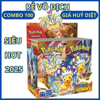 [Bán Chạy Nhất] 20/50/100 Thẻ Bài Pokemon Các Loại Surging Sparks, Crown Zenith Siêu Đẹp, Giá Rẻ