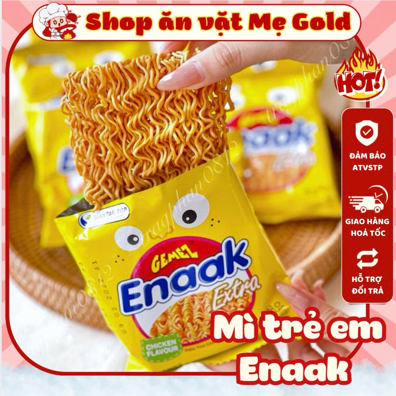   Hộp 24 gói  Mì Enaak ăn liền snack Enaak vị gà nướng BBQ mì trẻ em Enaak vàng 