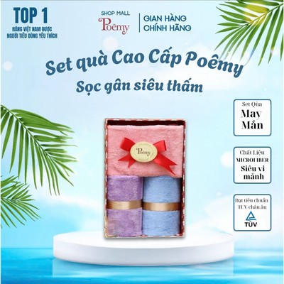[CHÍNH HÃNG] Hộp Khăn Poêmy Set May Mắn Cao Cấp Quà Tặng Sang Trọng| Poêmy Official
