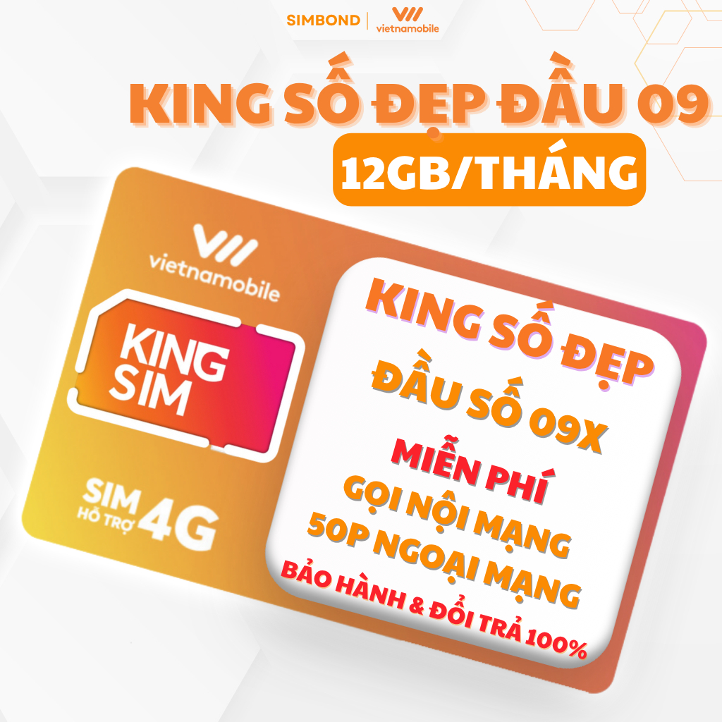 Sim King Data Ko Giới Hạn – Số Đẹp Đầu 09 Vietnamobile  – Gọi Nội Mạng 0Đ, Ngoại Mạng 100K/Tháng, eS