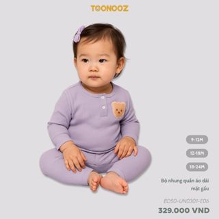 Đồ bộ dài tay thu đông unisex chất liệu nhung tăm dày dặn mềm mại, quần áo giữ ấm cho bé TOONOOZ