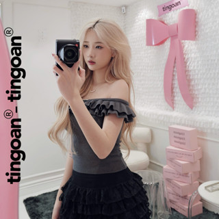 TINGOAN® x KOL - Áo len xù trễ vai phối hai bèo XING XING TOP vs HEE-RA TOP phiên bản t5.2025