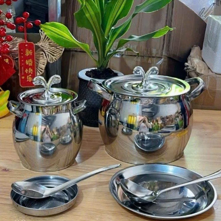 Âu Đựng Mỡ Inox 304 Có Ray Lọc Tiện Lợi – Giữ Mỡ Sạch, Lọc Cặn, An Toàn Sức Khỏe, Dùng Được Cho Bếp 