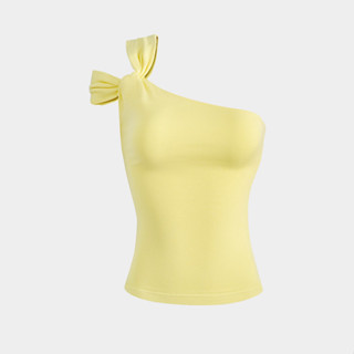 ( VERA TOP-M06 ) Áo lệch vai nơ chữ V, vàng chanh mùa hè thanh lịch sang trọng | BAHYCHIC