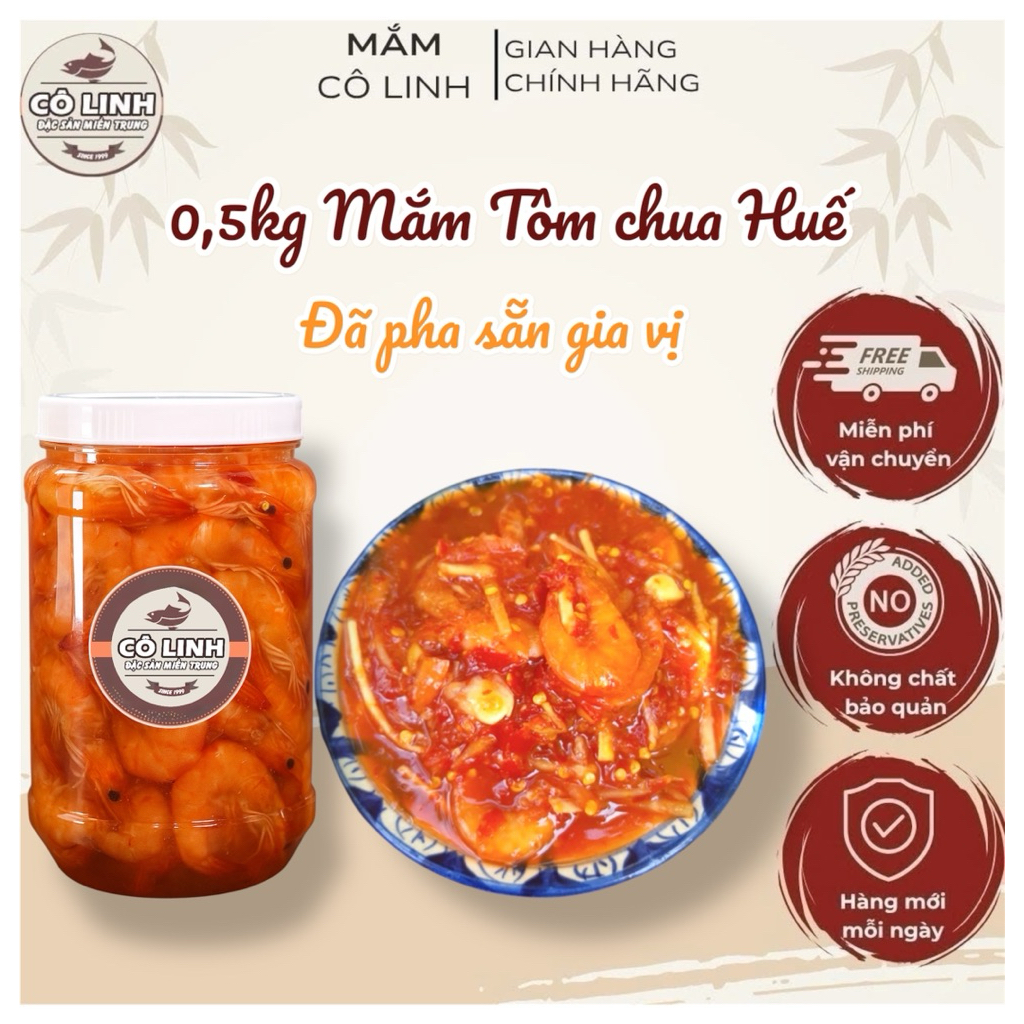 Tôm Chua Huế 500g – Tôm Chua Ngon, Đậm Vị Truyền Thống, Ăn Liền