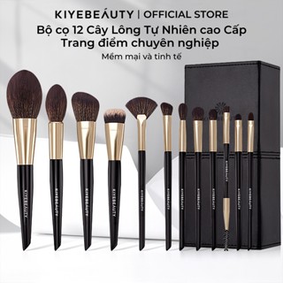 Bộ Cọ Trang Điểm Chuyên Nghiệp 12 Cây KIYE Cao Cấp Lông Tự Nhiên Mềm mại Tiện Lợi