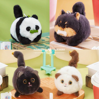  Móc Khoá Bông Vẫy Đuôi Thú Cưng Gấu Trúc Panda Mèo Capybara Dễ Thương - 10cm Phụ Kiện Trang Trí 