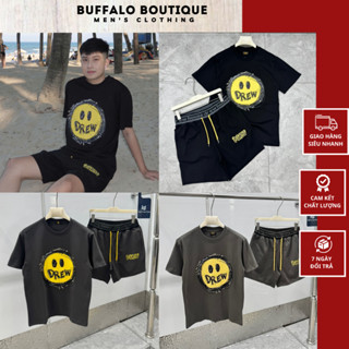 Bộ Quần Áo Nam Đờ Riu In Logo Mặt Vàng Siêu Nét - Bộ Cộc Hè Nam Nữ Đờ Riu Chất Liệu Cotton Cao Cấp