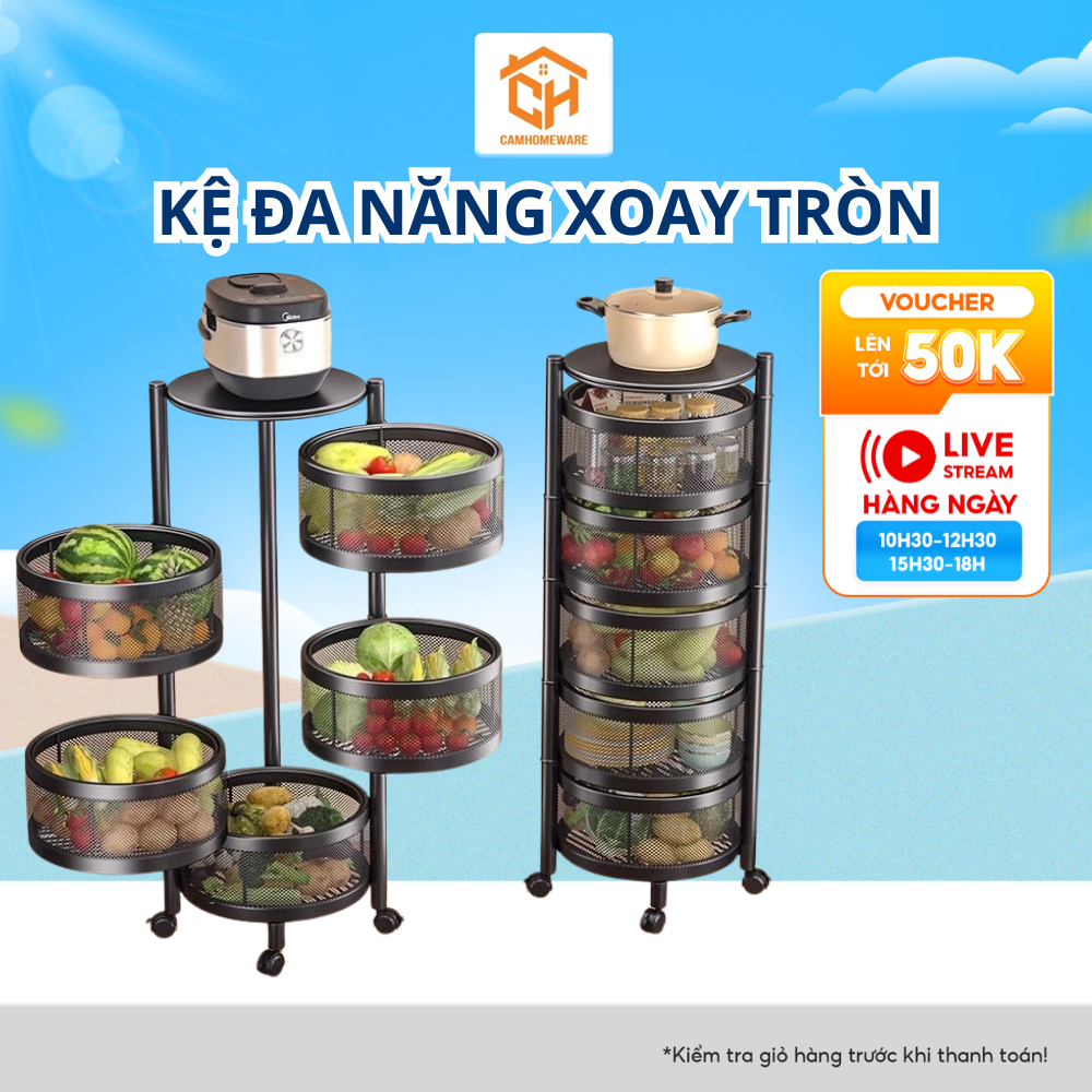 Kệ Đa Năng Xoay Tròn 3 Tầng, 4 Tầng, 5 Tầng Cam Homeware