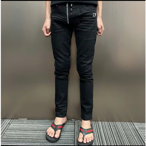 Quần jeans D222 đen khoá lệch 4 cúc được ktra hàng Nam