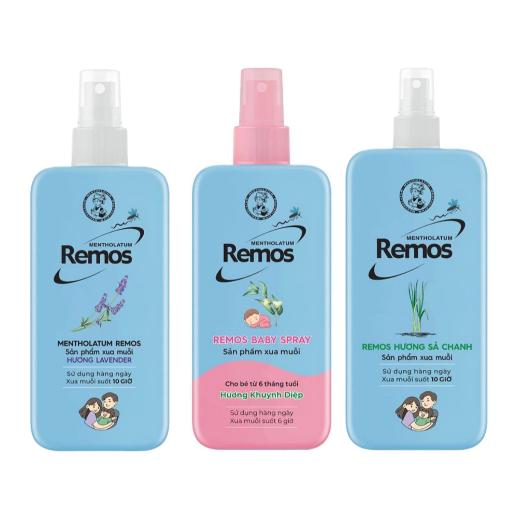 Xịt Chống Muỗi Remos Cùng Hương Khuynh Diệp - Chanh Sả - Lavender 70ml và 150ml