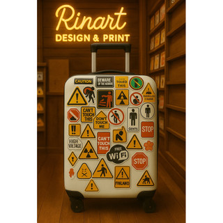 Set 100 sticker Warning cá tính dán trang trí chống thấm nước