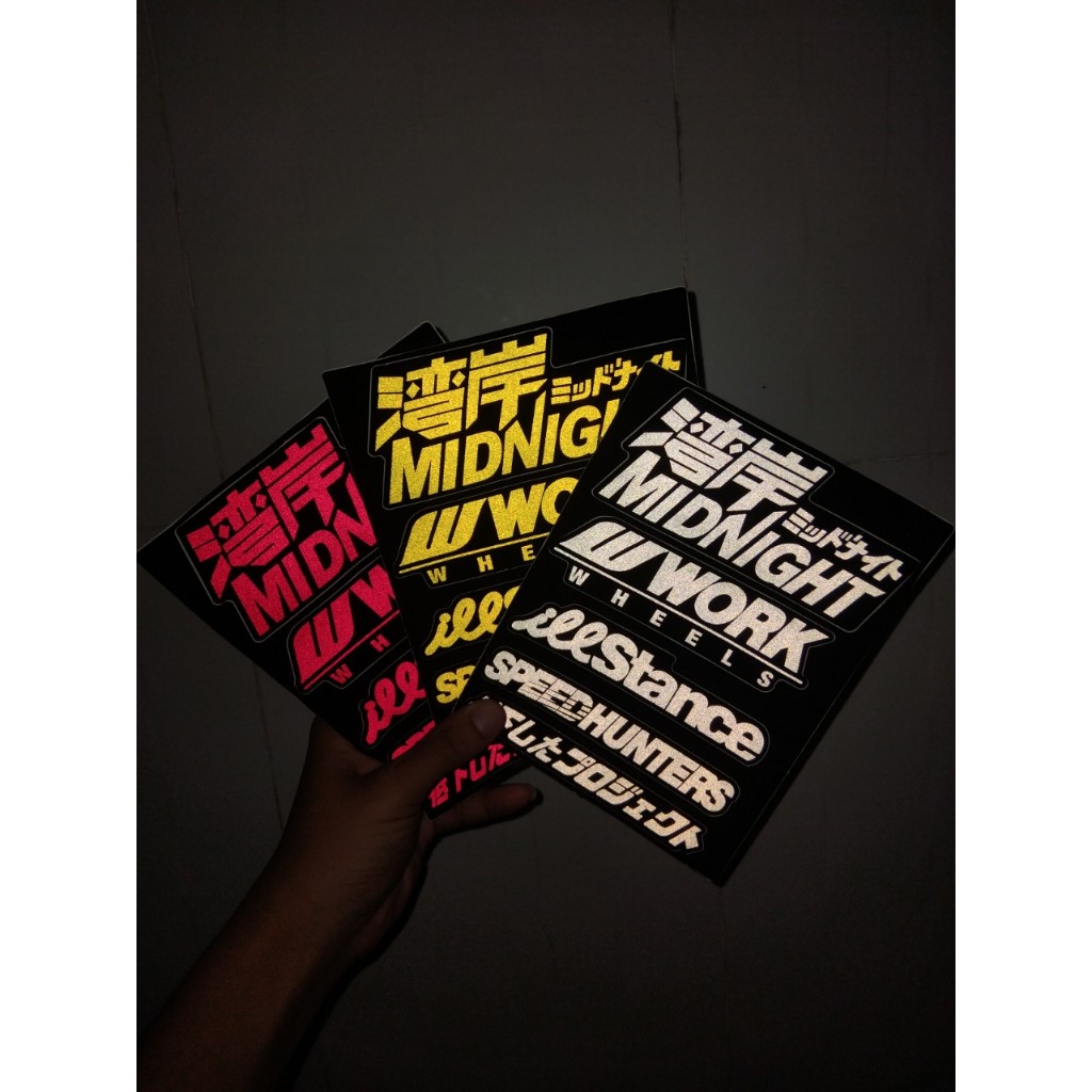 Tem phản quang Midnight, Work Wheels, illStance, SpeedHunters, Japan. Decal chống nước 3M