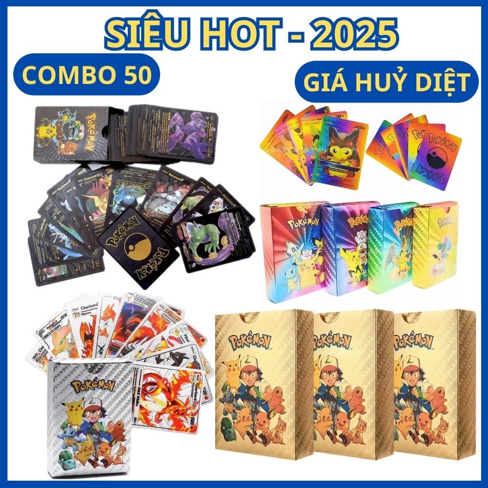 [RẺ RÙNG MÌNH] 110 Chiếc Thẻ Pokemon Kim Loại Màu Siêu Đẹp Cao Cấp Chirazard, Pikachu, Iron Thorns