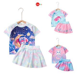 Đồ bơi bé gái Sunkids, đồ bơi cho bé gái size 2-12, đồ bơi cho bé gồm áo dài tay và chân váy
