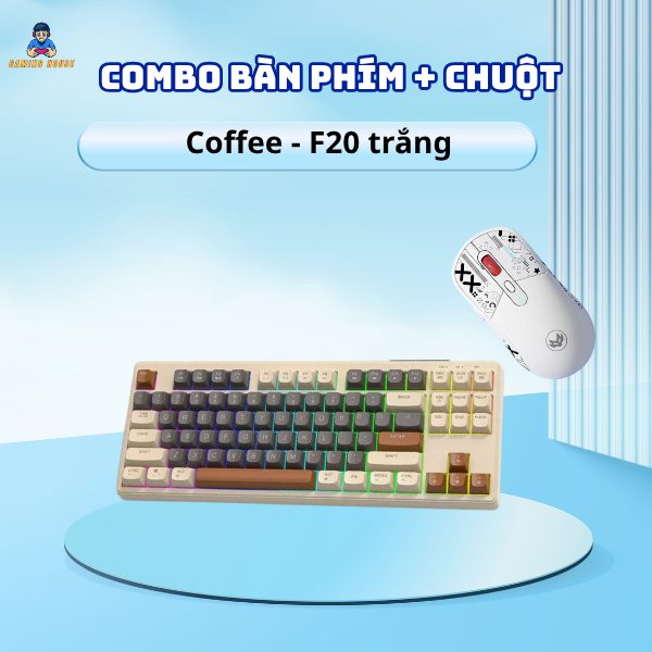 Combo bàn phím không dây Bluetooth M87 và chuột F20 - Led Rainbow - Pin Sạc - Phím PBT | BigBuy360 - bigbuy360.vn