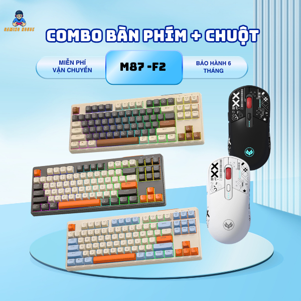 Combo bàn phím không dây Bluetooth M87 và chuột F20 - Led Rainbow - Pin Sạc - Phím PBT | BigBuy360 - bigbuy360.vn