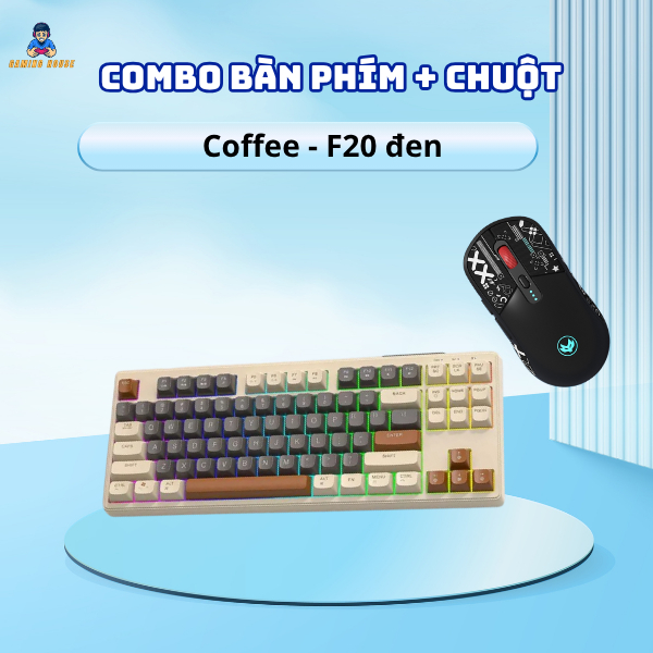Combo bàn phím không dây Bluetooth M87 và chuột F20 - Led Rainbow - Pin Sạc - Phím PBT | BigBuy360 - bigbuy360.vn