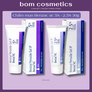  Kem Benzac AC 5% 2.5% Benzoyl peroxide 5% gel chấm mụn giảm mụn bọc mụn đầu trắng sưng tẩy đỏ 30g 