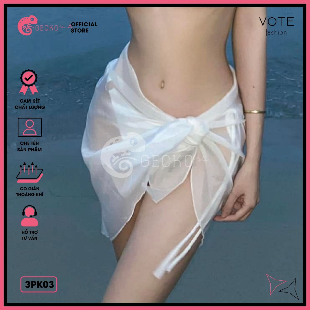 Khăn Quấn Phối Lưới GECKO Mặc NgoàI Bikini 3PK03-B (Ảnh Thật) | BigBuy360 - bigbuy360.vn