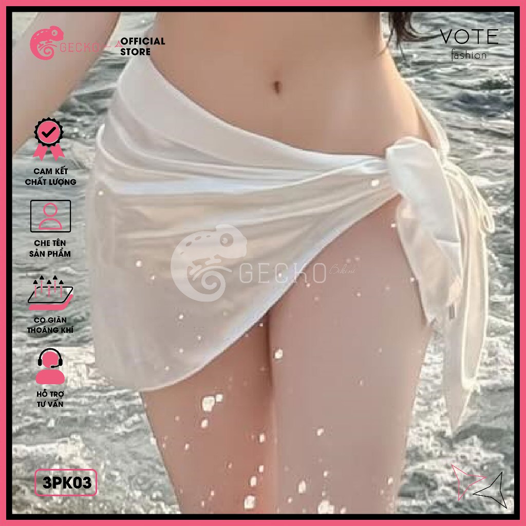 Khăn Quấn Phối Lưới GECKO Mặc NgoàI Bikini 3PK03-B (Ảnh Thật) | BigBuy360 - bigbuy360.vn