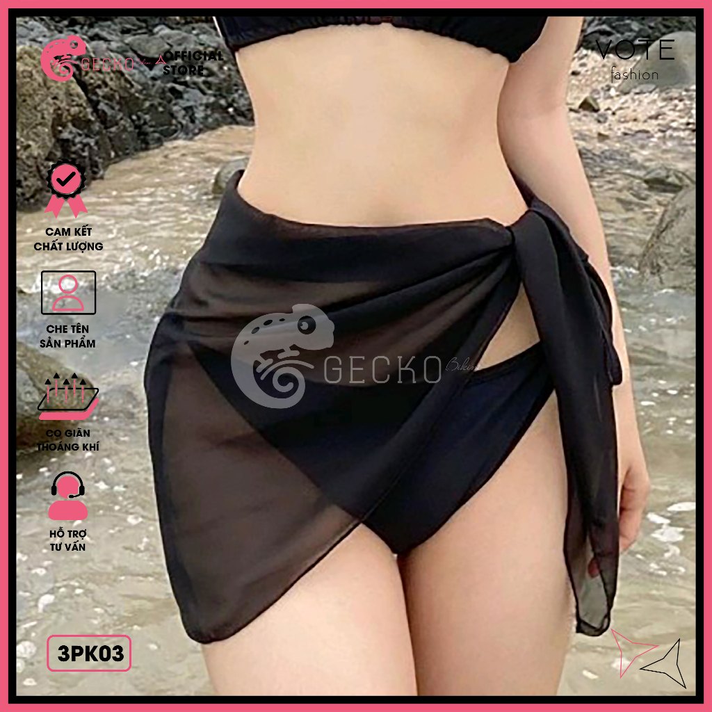 Khăn Quấn Phối Lưới GECKO Mặc NgoàI Bikini 3PK03-B (Ảnh Thật) | BigBuy360 - bigbuy360.vn