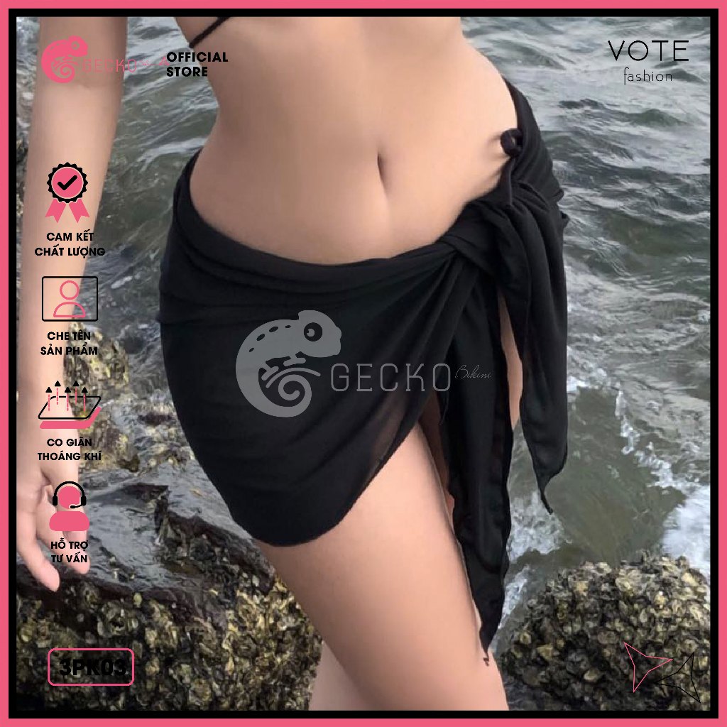 Khăn Quấn Phối Lưới GECKO Mặc NgoàI Bikini 3PK03-B (Ảnh Thật) | BigBuy360 - bigbuy360.vn