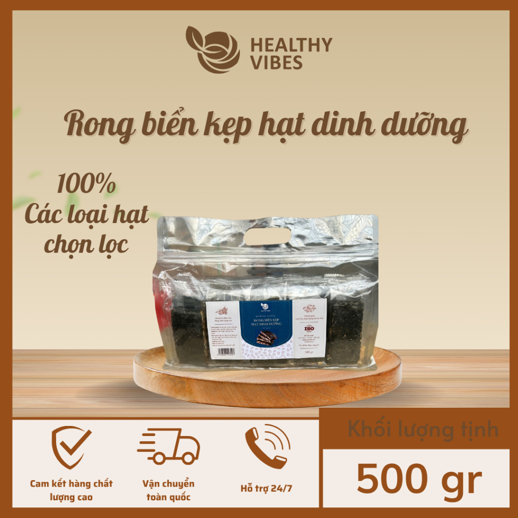Rong Biển Kẹp Hạt Dinh Dưỡng Healthy Vibes – Snack Ăn Vặt Healthy, Giảm Cân, Eat Clean