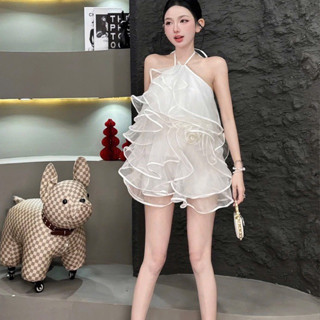 Set đầm cổ yếm voan hoa bèo tầng siêu xinh phong cách tiểu thư dễ cho nữ đi biển nhẹ nhàng nữ tính phong cách tiểu thư