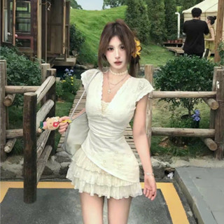 Set Đồ Nữ Đi Chơi, Set Áo Thêu Hoa Phối Chân Váy Ren Xoè Tầng( Có Quần Bảo Hộ) Cho Nàng Đi Du Lịch, Đi Tiệc, Mùa Hè .