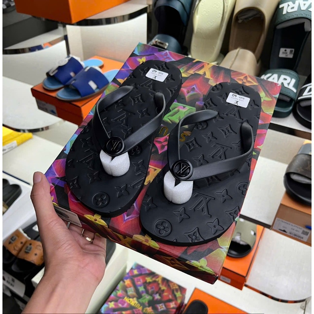 Dép tông nam Lv - GC cao su mẫu mới 2025 logo nổi bật