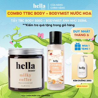 Combo tẩy tế bào chết body 500g + Bodymist hương nước hoa 250ml Hella Beauty