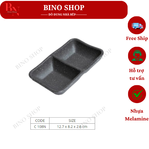 Chén Chấm 2 Ngăn Nhám Xám- C108NX