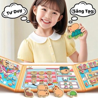 Tranh nam châm Capybara Kuromi Hello Kitty Thỏ Trắng Bóc Dính Tiện Lợi, Đồ Chơi Cho Bé Trai Gái Sách Sticker