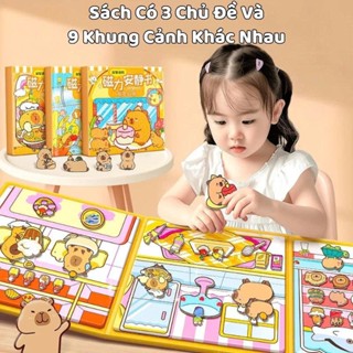   Sổ Nam Châm 18x18  Capybara Kuromi Hello Kitty Thỏ Trắng Bóc Dính Tiện Lợi Đồ Chơi Cho Bé Trai Gái Sách Sticker 
