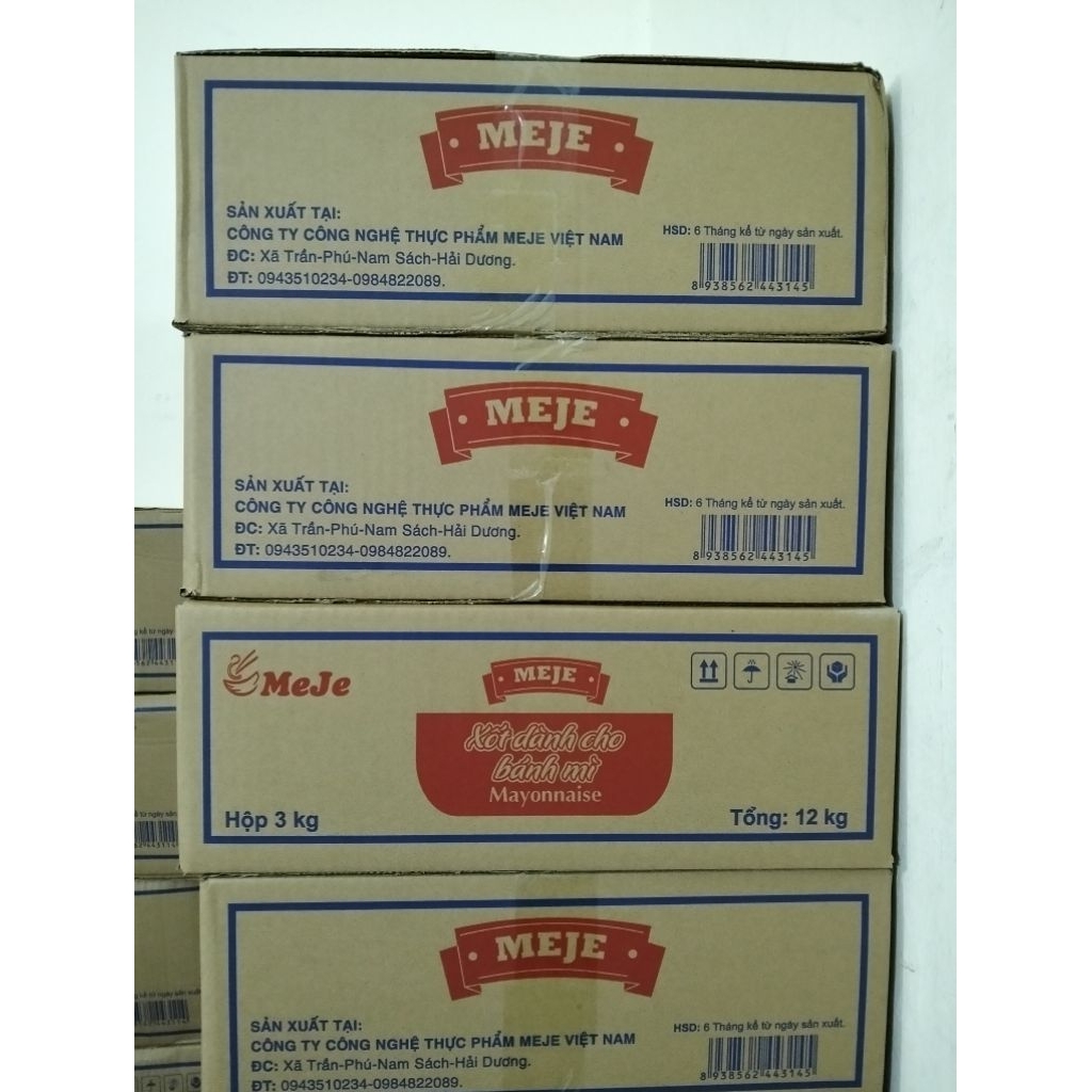 Thùng sốt mayonnaise Meje 3kg  (4 bịch 3kg )
