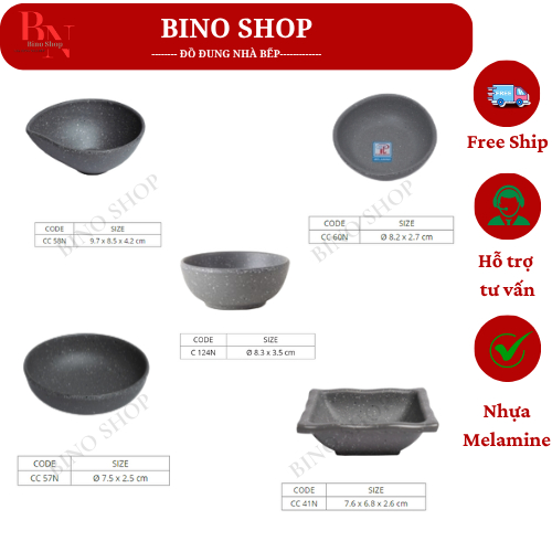 Chén Chấm Tròn Nhựa Melamine Nhám Xám