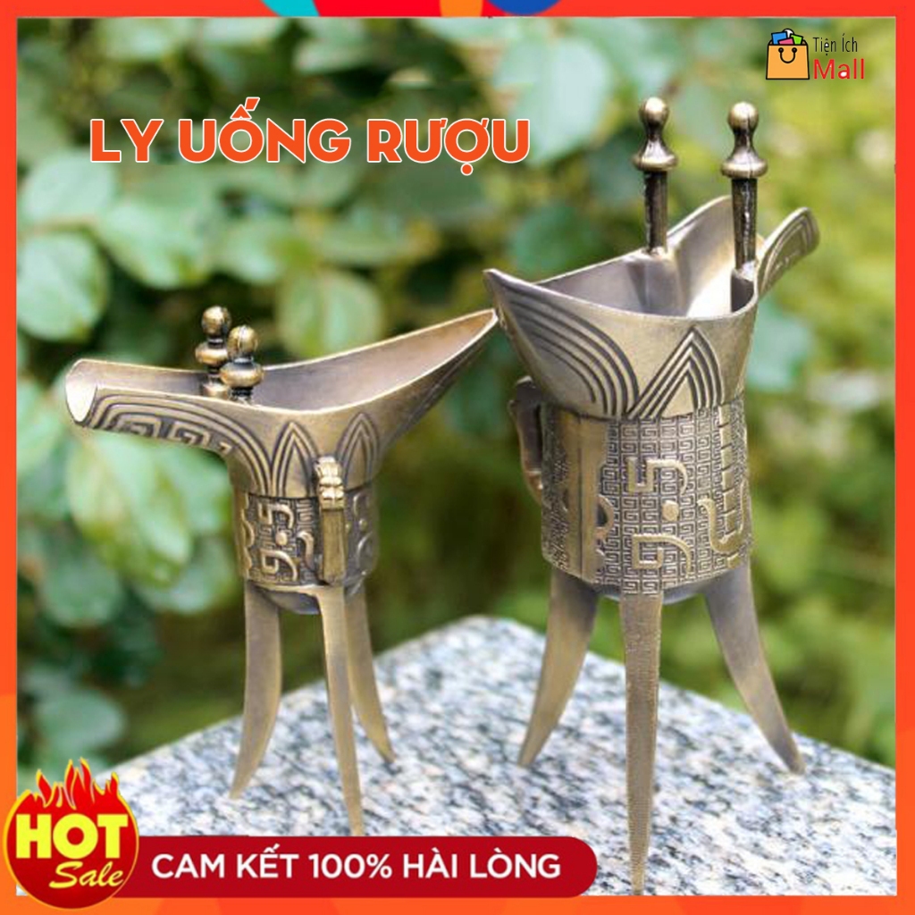 Ly Rượu Đồng 3 Chân Giả Cổ Thời Tần
