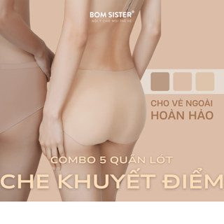  Combo 5 quần lót che khuyết điểm su đúc đáy hai lớp thông hơi không viền màu trơn ngẫu nhiên BOM SISTER P2807 