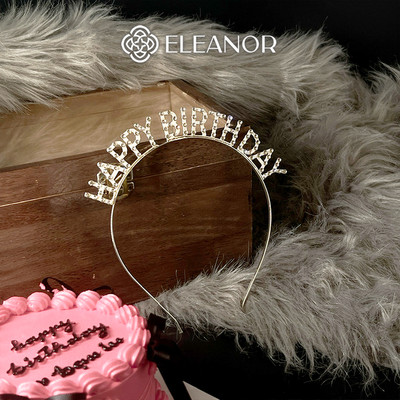 Băng đô cài tóc nữ Eleanor Accessories chữ Happy Birthday bờm tóc đính đá phụ kiện tóc 5295