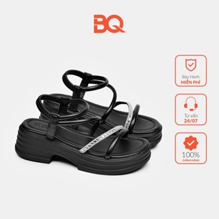 Giày sandal nữ quai chéo đế cao 5 phân đính cườm thời trang BQ SDW0136