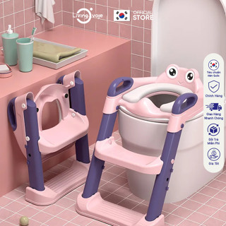 Bệ bồn cầu bằng nhựa có thang đi vệ sinh cho bé, kệ thu nhỏ bồn cầu (có kèm miếng lót PVC cao cấp)