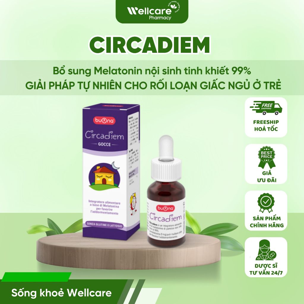 [ITALIA] Buona Circadiem - Siro Giúp Ngủ Ngon với Melatonin Tinh Khiết - Nhập Khẩu Chính Hãng - Lọ 2