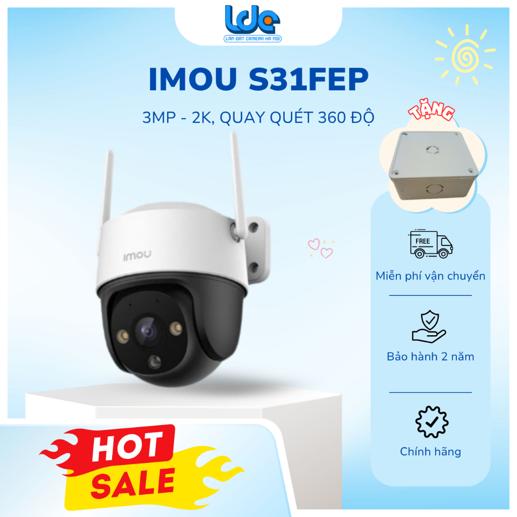 S31FEP - Camera IP Ngoài trời 360 Độ , 3MP IMOU S31FEP -3M0WE , đàm thoại 2 chiều, ban đêm có màu