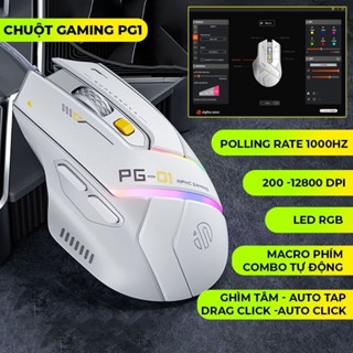 Chuột gaming có dây TEKKIN INPHIC PG1 12800 DPI 1000hz led RGB 6 nút bấm có app chuột chơi game công thái học