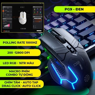 Chuột có dây gaming TEKKIN inphic PG9 Ai 1000hz 7 nút bấm có app 12800 DPI led RGB công thái học gaming pc